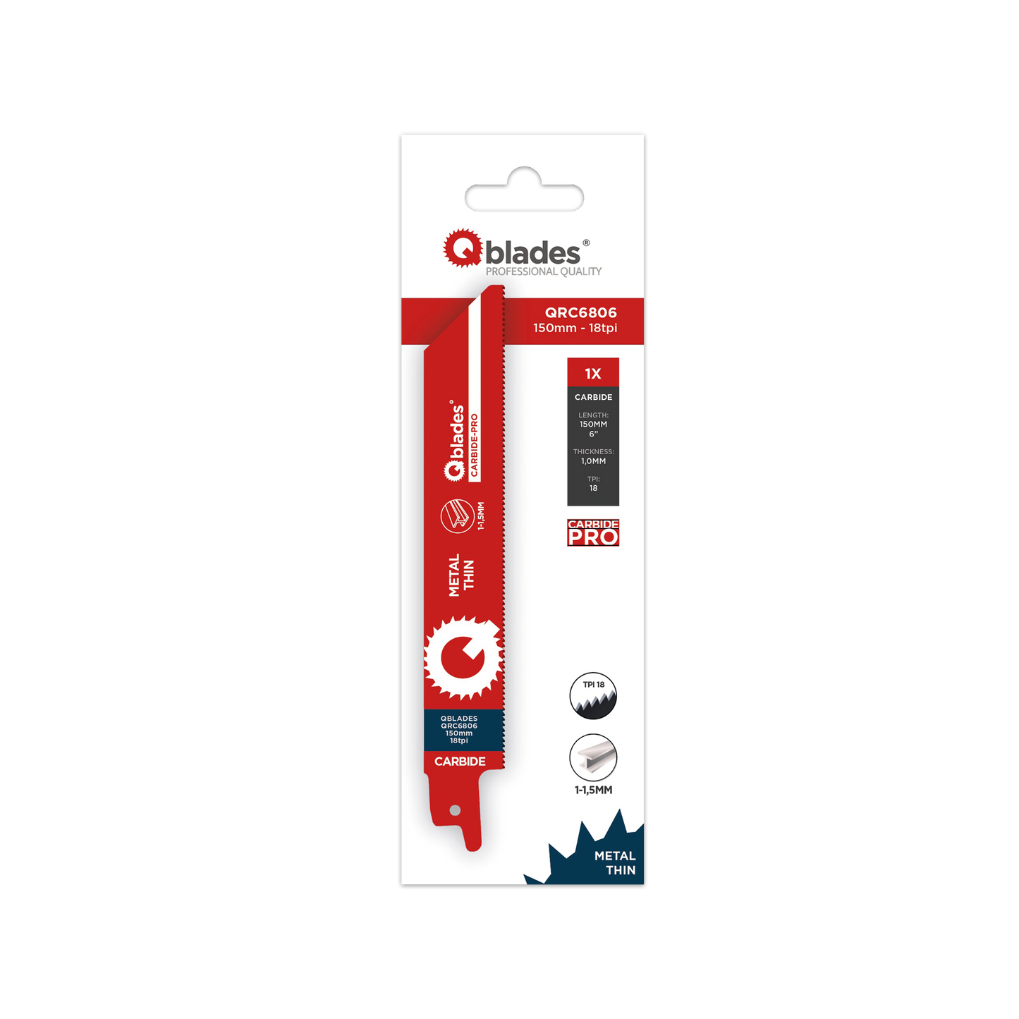 Qblades QRC6806 150x1.00mm | Recipro zaagblad | Carbide