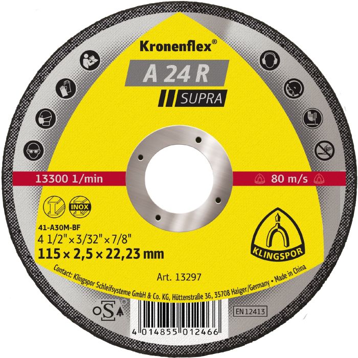 25x Doorslijpschijf A 24 R | Vlak 125 x 2.5 x 22.23 mm