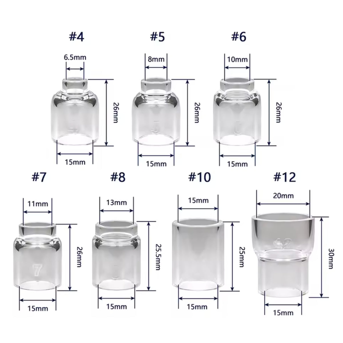 Gaslens glas quartz TIG 15mm